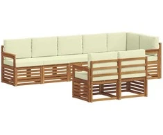 Lauko baldų komplektas Sofų komplektai su pagalve 8 pcs Natūralus ir grietinėlė