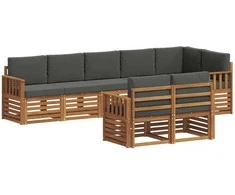 Sofų komplektai su pagalve 8 pcs Natūralus ir antracitas