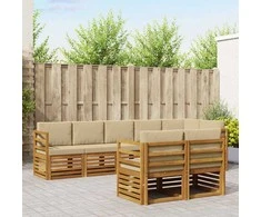 Lauko baldų komplektas Sofų komplektai su pagalve 8 pcs Natūralus ir bežinis