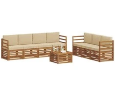 Sofų komplektai su pagalve 8 pcs Natūralus ir bežinis