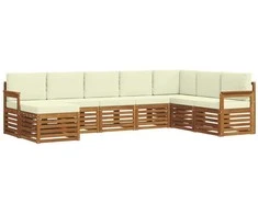 Lauko sofos komplektas su pagalve 8 pcs Natūralus ir grietinėlė