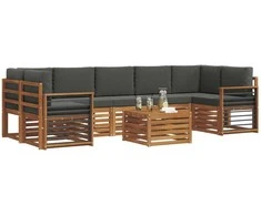 Lauko sofos komplektas su pagalve 8 pcs Natūralus ir antracitas