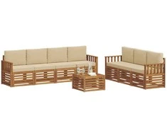 Sofų komplektai su pagalve 8 pcs Natūralus ir bežinis