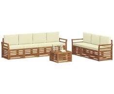 Sofų komplektai su pagalve 8 pcs Natūralus ir grietinėlė