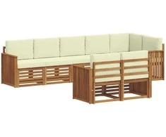 Sofų komplektai su pagalve 8 pcs Natūralus ir grietinėlė