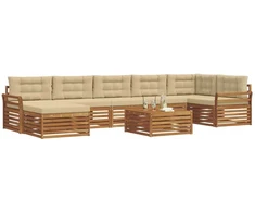 Sofa Lauko sofos komplektas su pagalve 8 pcs Natūralus ir bežinis
