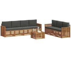 Sofų komplektai su pagalve 8 pcs Natūralus ir antracitas