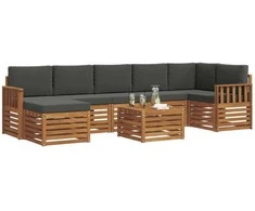 Lauko sofos komplektas su pagalve 8 pcs Natūralus ir antracitas