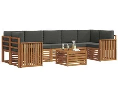 Lauko sofos komplektas su pagalve 8 pcs Natūralus ir antracitas