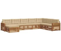 Lauko baldų komplektas Lauko sofos komplektas su pagalve 8 pcs Natūralus ir bežinis