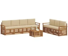 Sofų komplektai su pagalve 8 pcs Natūralus ir bežinis