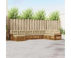 Lauko baldų komplektas Lauko sofos komplektas su pagalve 8 pcs Natūralus ir bežinis