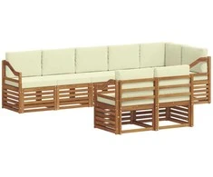 Lauko baldų komplektas Sofų komplektai su pagalve 8 pcs Natūralus ir grietinėlė