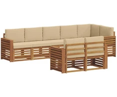 Sofų komplektai su pagalve 8 pcs Natūralus ir bežinis