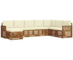 Lauko sofos komplektas su pagalve 8 pcs Natūralus ir grietinėlė