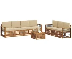 Sofų komplektai su pagalve 8 pcs Natūralus ir bežinis