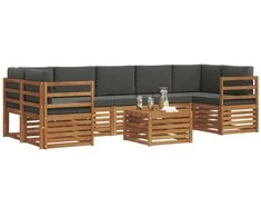 Lauko sofos komplektas su pagalve 8 pcs Natūralus ir antracitas