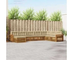 Lauko baldų komplektas Lauko sofos komplektas su pagalve 8 pcs Natūralus ir bežinis