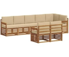Sofų komplektai su pagalve 8 pcs Natūralus ir bežinis