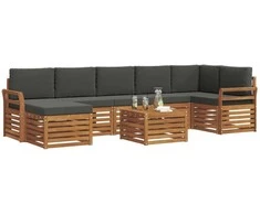 Lauko sofos komplektas su pagalve 8 pcs Natūralus ir antracitas