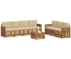 Sofų komplektai su pagalve 8 pcs Natūralus ir bežinis