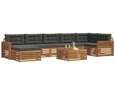 Sofa Lauko sofos komplektas su pagalve 8 pcs Natūralus ir antracitas
