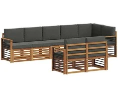 Sofų komplektai su pagalve 8 pcs Natūralus ir antracitas