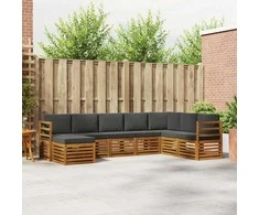 Lauko sofos komplektas su pagalve 8 pcs Natūralus ir antracitas