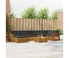 Sofa Lauko sofos komplektas su pagalve 8 pcs Natūralus ir antracitas