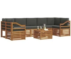 Lauko sofos komplektas su pagalve 8 pcs Natūralus ir antracitas