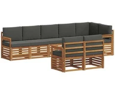 Lauko baldų komplektas Sofų komplektai su pagalve 8 pcs Natūralus ir antracitas
