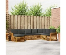 Lauko sofos komplektas su pagalve 8 pcs Natūralus ir antracitas
