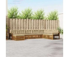 Lauko sofos komplektas su pagalve 8 pcs Natūralus ir bežinis