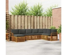 Lauko sofos komplektas su pagalve 8 pcs Natūralus ir antracitas