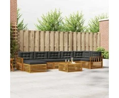 Sofa Lauko sofos komplektas su pagalve 8 pcs Natūralus ir antracitas