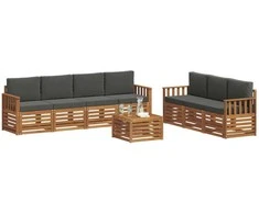 Sofų komplektai su pagalve 8 pcs Natūralus ir antracitas