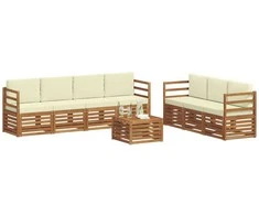 Sofų komplektai su pagalve 8 pcs Natūralus ir grietinėlė