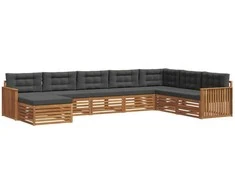 Lauko baldų komplektas Lauko sofos komplektas su pagalve 8 pcs Natūralus ir antracitas