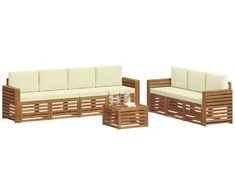 Sofų komplektai su pagalve 8 pcs Natūralus ir grietinėlė