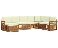 Lauko sofos komplektas su pagalve 8 pcs Natūralus ir grietinėlė