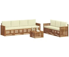 Sofų komplektai su pagalve 8 pcs Natūralus ir grietinėlė