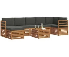 Lauko sofos komplektas su pagalve 8 pcs Natūralus ir antracitas