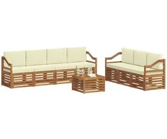 Sofų komplektai su pagalve 8 pcs Natūralus ir grietinėlė