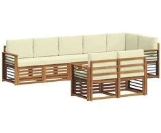 Sofų komplektai su pagalve 8 pcs Natūralus ir grietinėlė