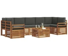 Lauko sofos komplektas su pagalve 8 pcs Natūralus ir antracitas