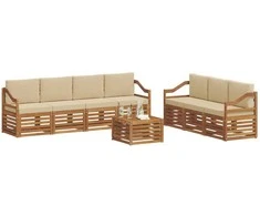 Sofų komplektai su pagalve 8 pcs Natūralus ir bežinis
