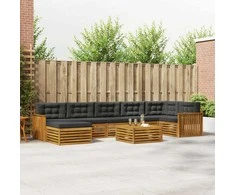 Sofa Lauko sofos komplektas su pagalve 8 pcs Natūralus ir antracitas