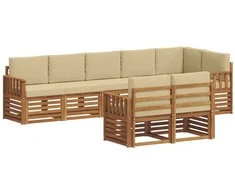 Sofų komplektai su pagalve 8 pcs Natūralus ir bežinis