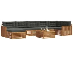 Sofa Lauko sofos komplektas su pagalve 8 pcs Natūralus ir antracitas