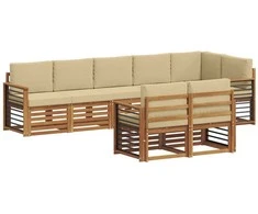 Sofų komplektai su pagalve 8 pcs Natūralus ir bežinis